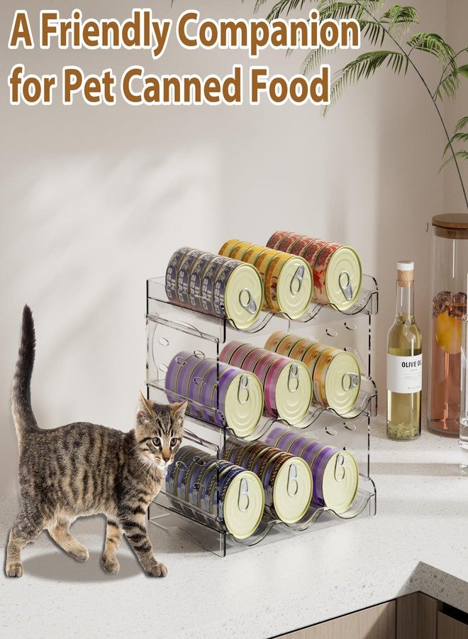 Flenpptly Cat Food Can Organizer, 3-Tier Cat Food Organizer, Transparent Can Organizer for Pantry, Canned Food Organizer Holds 45 (3oz) Cans, Pantry can Organizer - Image 4